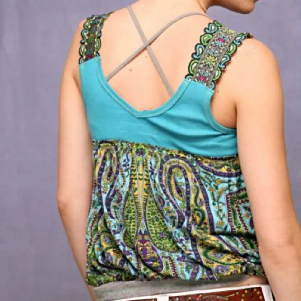 Free People Banded Border Tank ASO Alex Russo